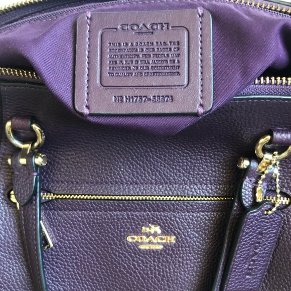 Coach Prairie Pebble Leather Satchel Bag Plumb/Purple EUC - Picture 4 of 11